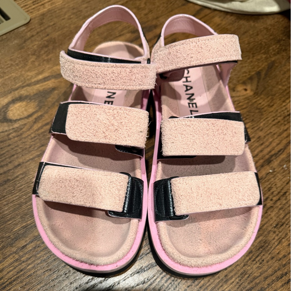 Chanel - Interlocking CC Logo Sandals Size 38.5